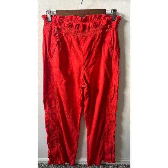 Athleta Trekkie high rise patachute pants orangey red color women's size 8 - Picture 1 of 7